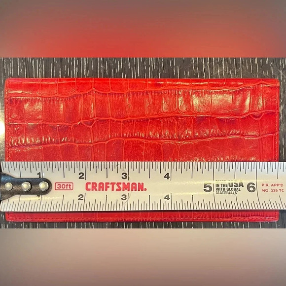 Vintage Karen Kallan embossed leather red check book cover - Picture 2 of 9